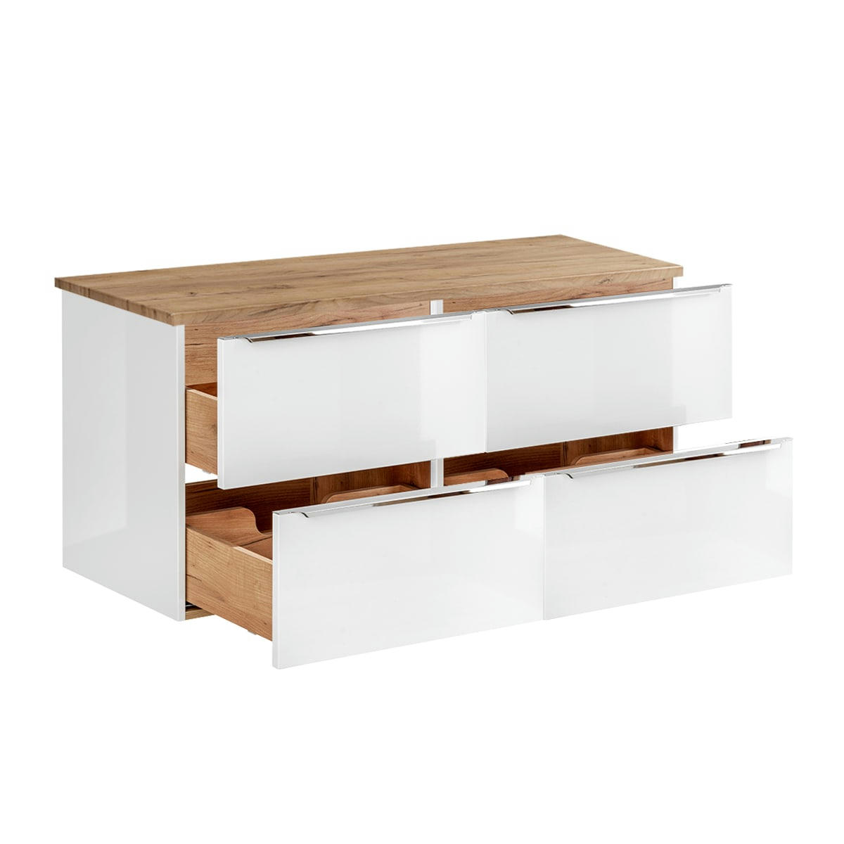 - Meuble sous-vasque 120cm plan de toilette blanc et naturel