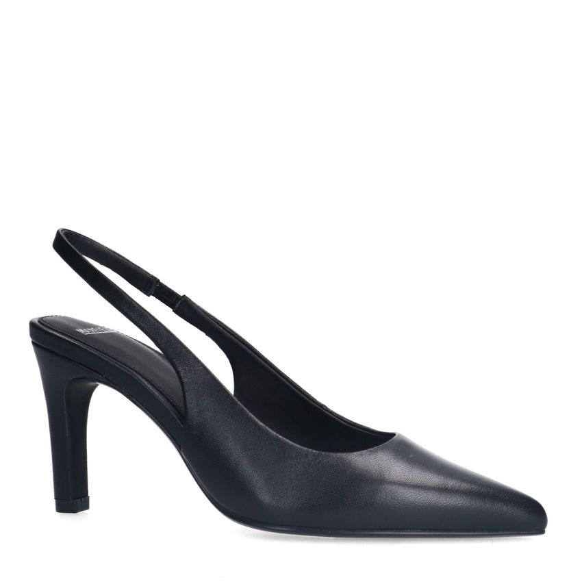 Manfield Zwarte leren slingbacks