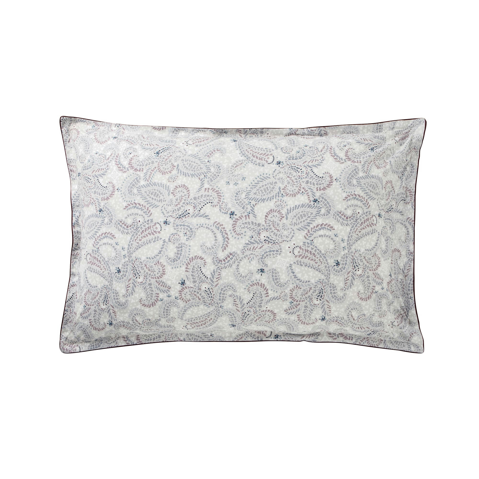 ROUTES DE LA SOIE - Taie d'oreiller en percale de coton bordeaux 50x75