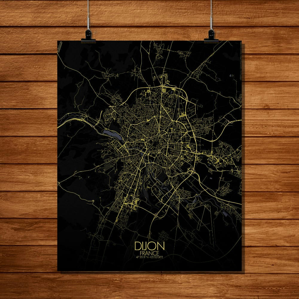 - Affiche Dijon Carte Nuit 40x50