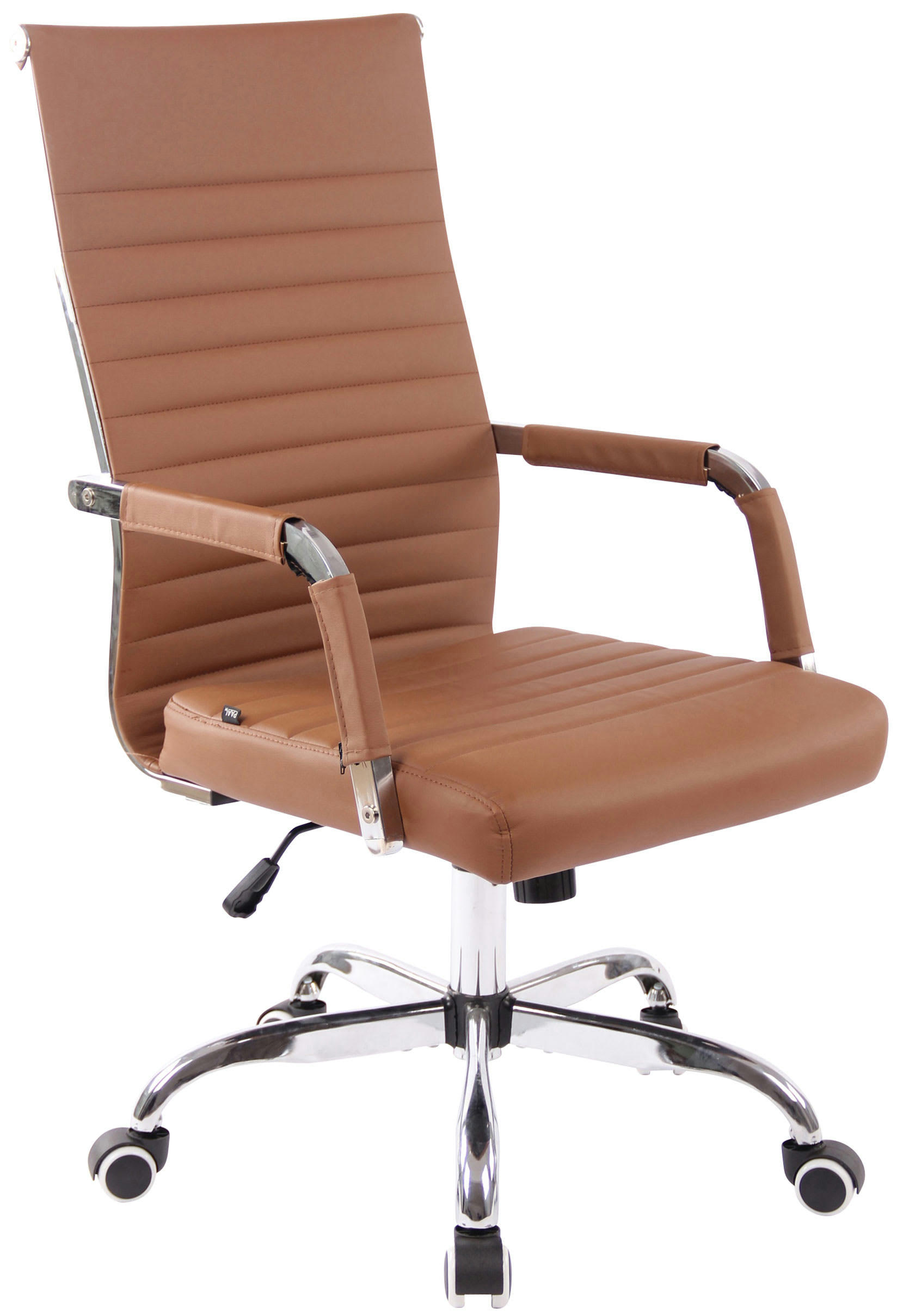 AMADORA - Chaise de bureau réglable pivotante en similicuir Marron clair