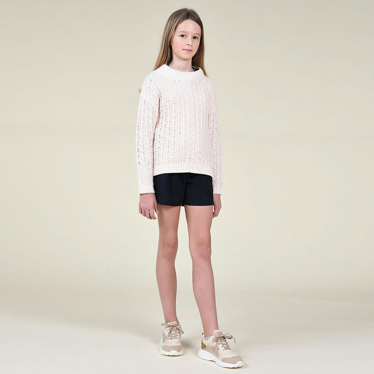 Pull col rond maille fantaisie