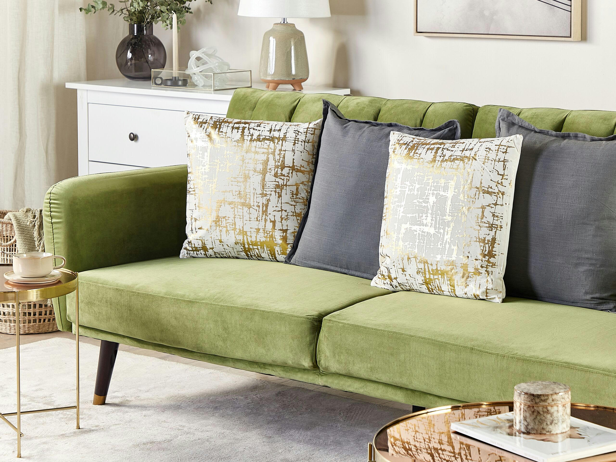 GARDENIA - Lot de 2 coussin décoratifs en tissu doré 45x12cm