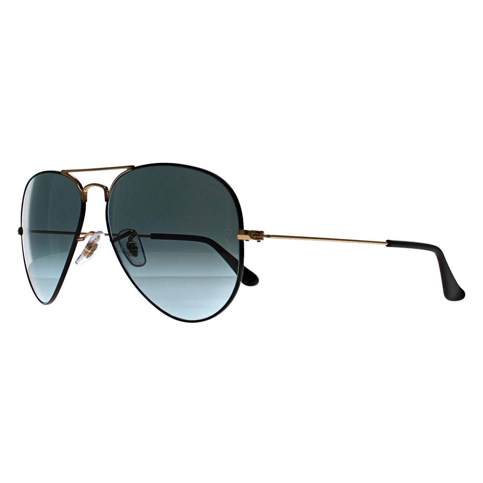 Ray-Ban Aviator Polished Black On Arista Blue Vintage Gradient Black Aviator 3025