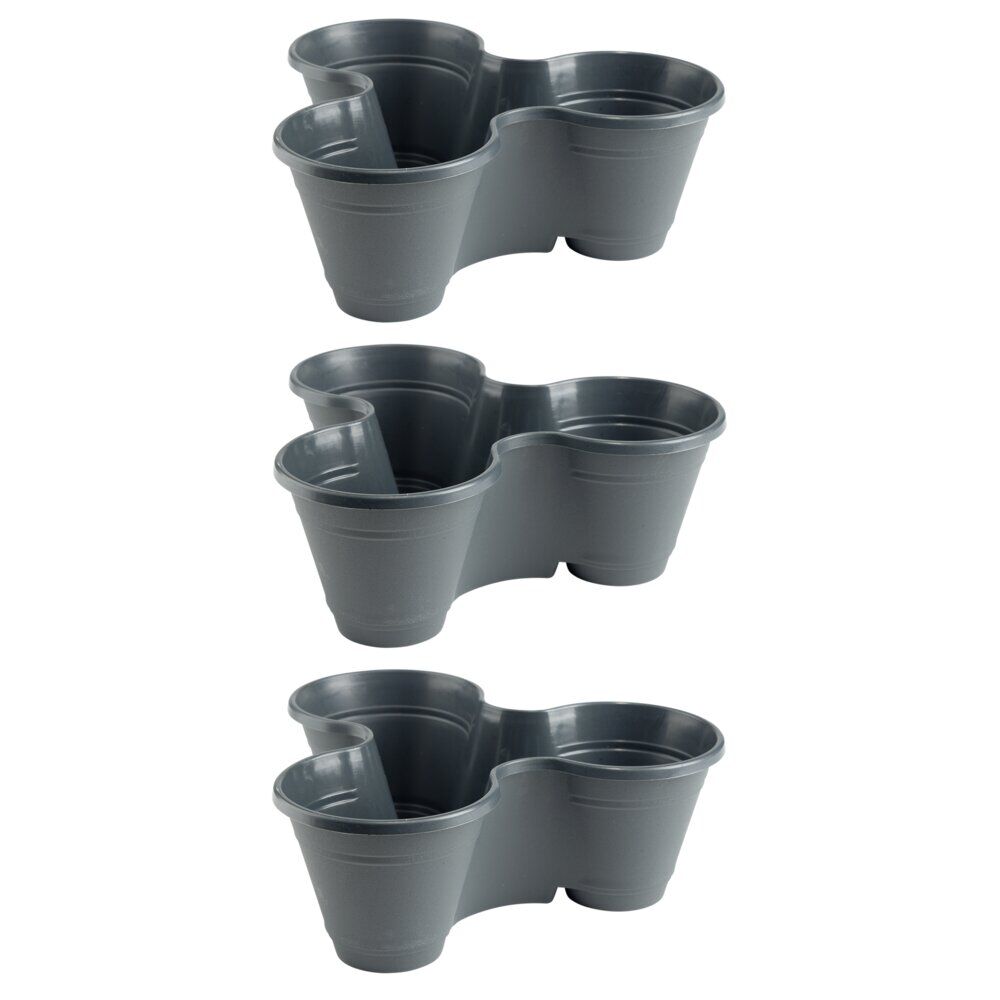 Pot en plastique bleu 3 compartiments Ø24xH9cm (Lot de 3)