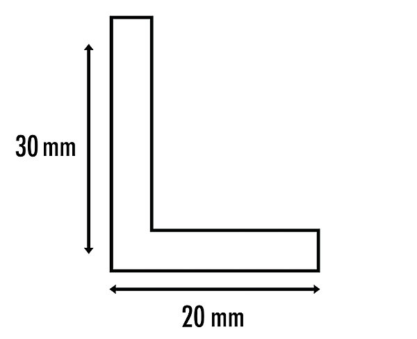 Cornière en alu 20mm x30mm x2.0mm, lg 1000mm (Anodisé argent)