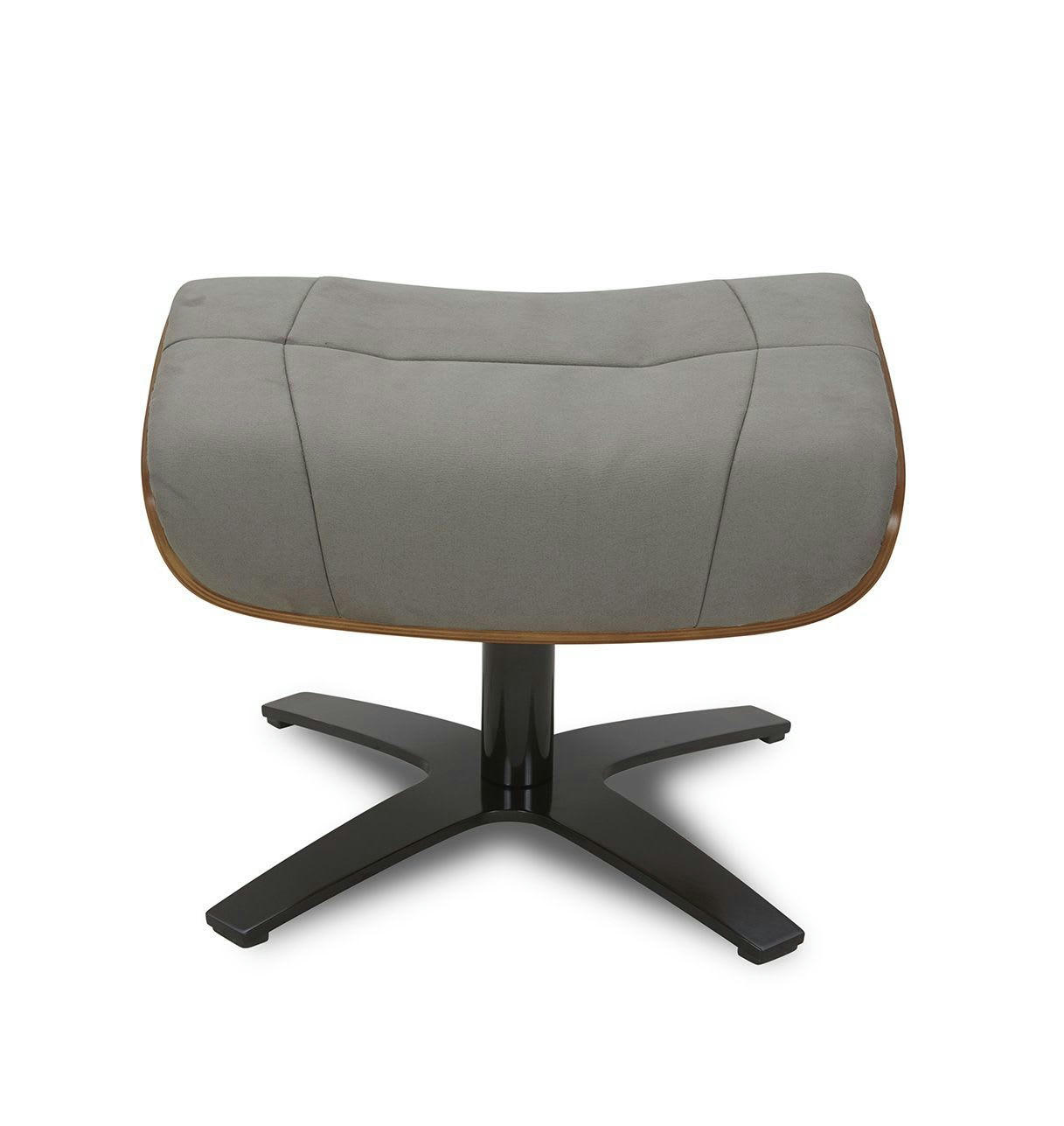 NAOS - Pouf en Microfibre et chêne Naturel - Microfibre Anthracite