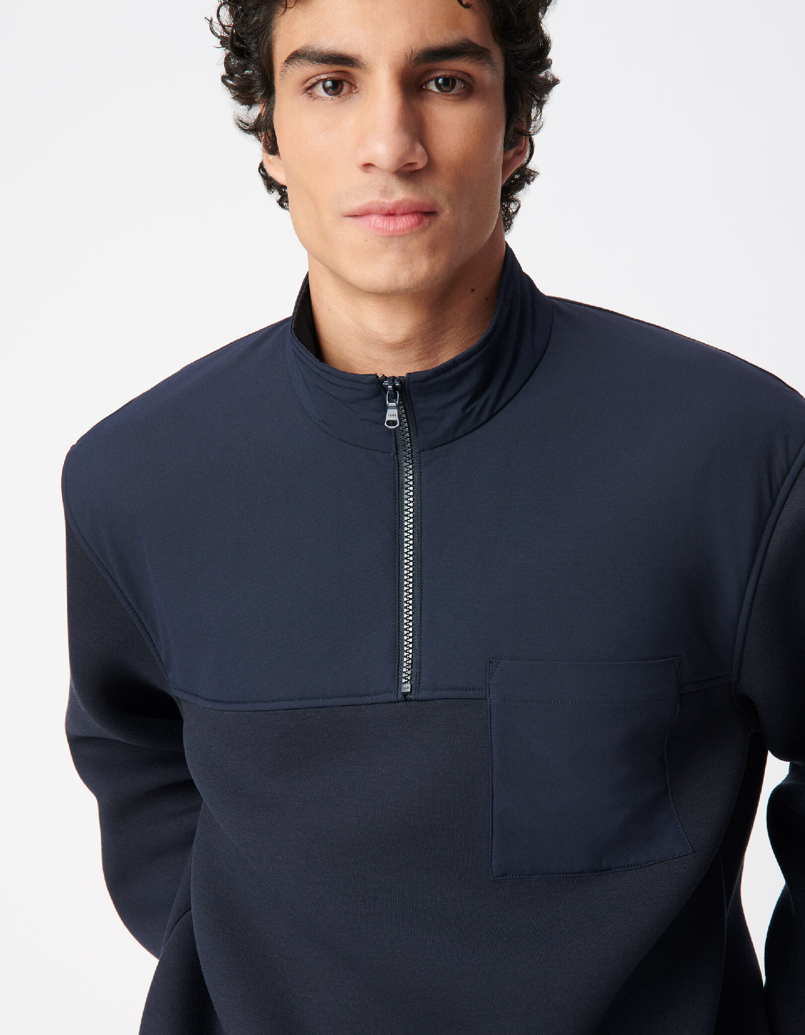 Sweat marine bi-matière EASY CARE Homme