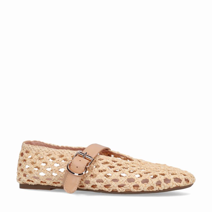 Manfield Beige gevlochten ballerina's