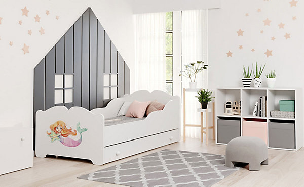 Lit enfant ALMENA avec tiroir matelas et cadre inclus - Sirene - 160 cm x 80 cm