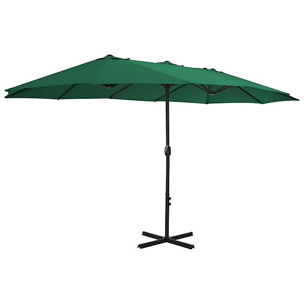 Parasol d'exterieur et mât en aluminium aluminium vert Helloshop26