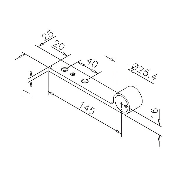 2 x Support main courante ronde sous comptoir pour tube diam. 25,4 mm - Inox brossé GR320