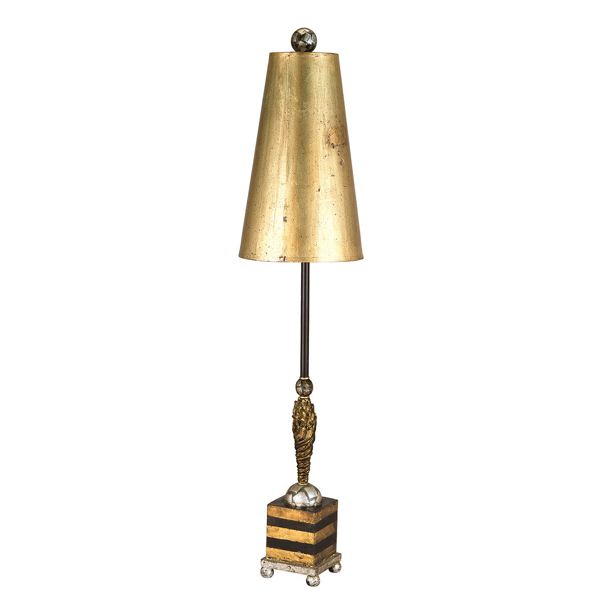 Lampa stołowazłoto-czarna-srebrna Noma Luxe 1xE27x60W wys:102cm Flambeau