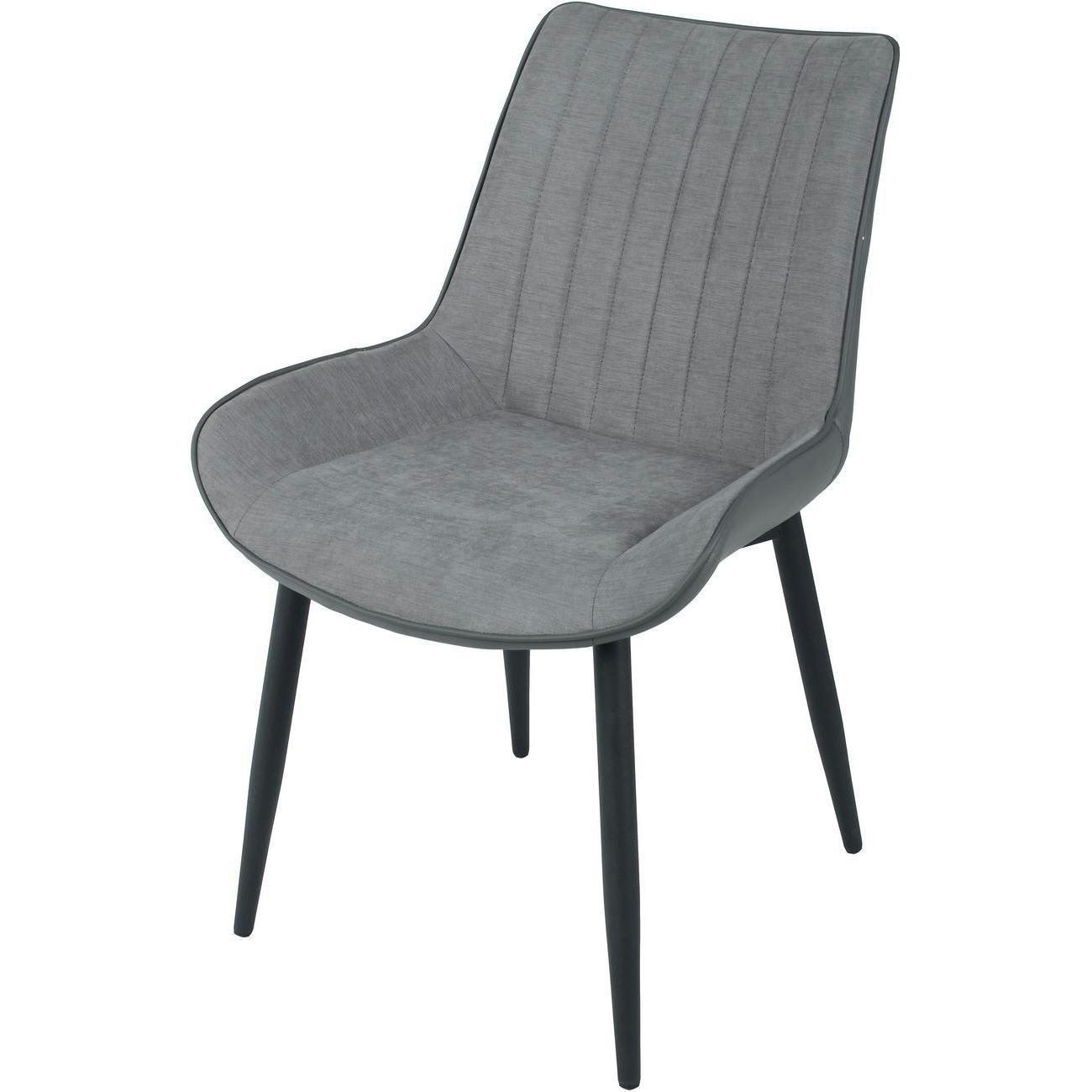 ST MORE - Lot de 4 - Chaise assise tissue gris pieds metal noir