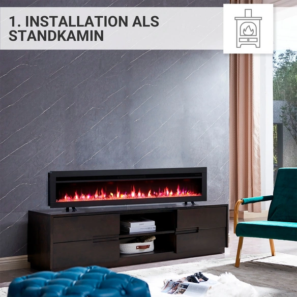 Elektrokamin, »AG-60«, 1800 W, 152,5x12x33 cm, schwarz