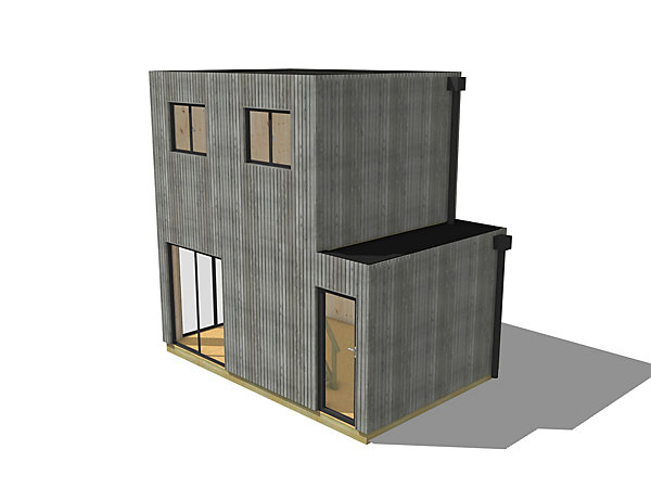 Bureau de jardin 4 saisons en bois 5,5 x 3,5 x 2,7 m / isolation RE2020 avec plancher isolé avec mezzanine et terrasse