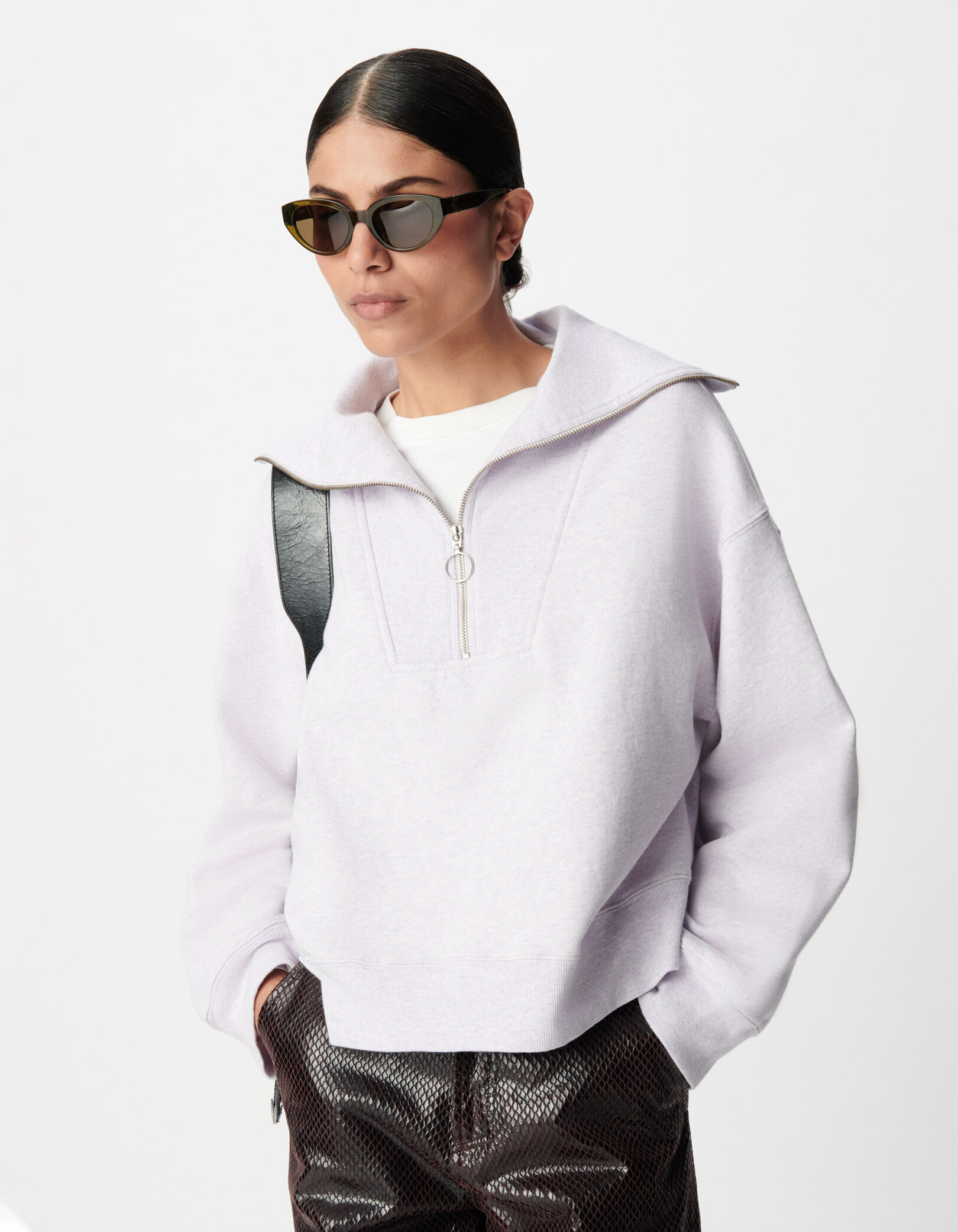 Sweat col camionneur lilas Femme