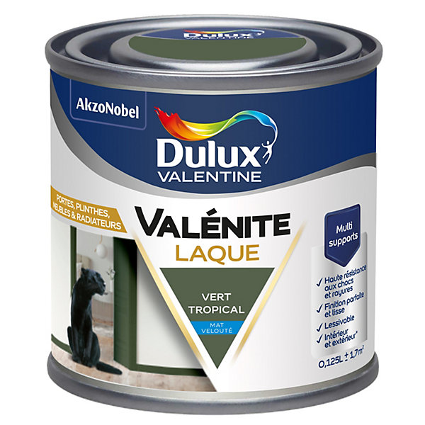 Laque acrylique vert tropical mat velouté Dulux Valentine Valénite 125 ml