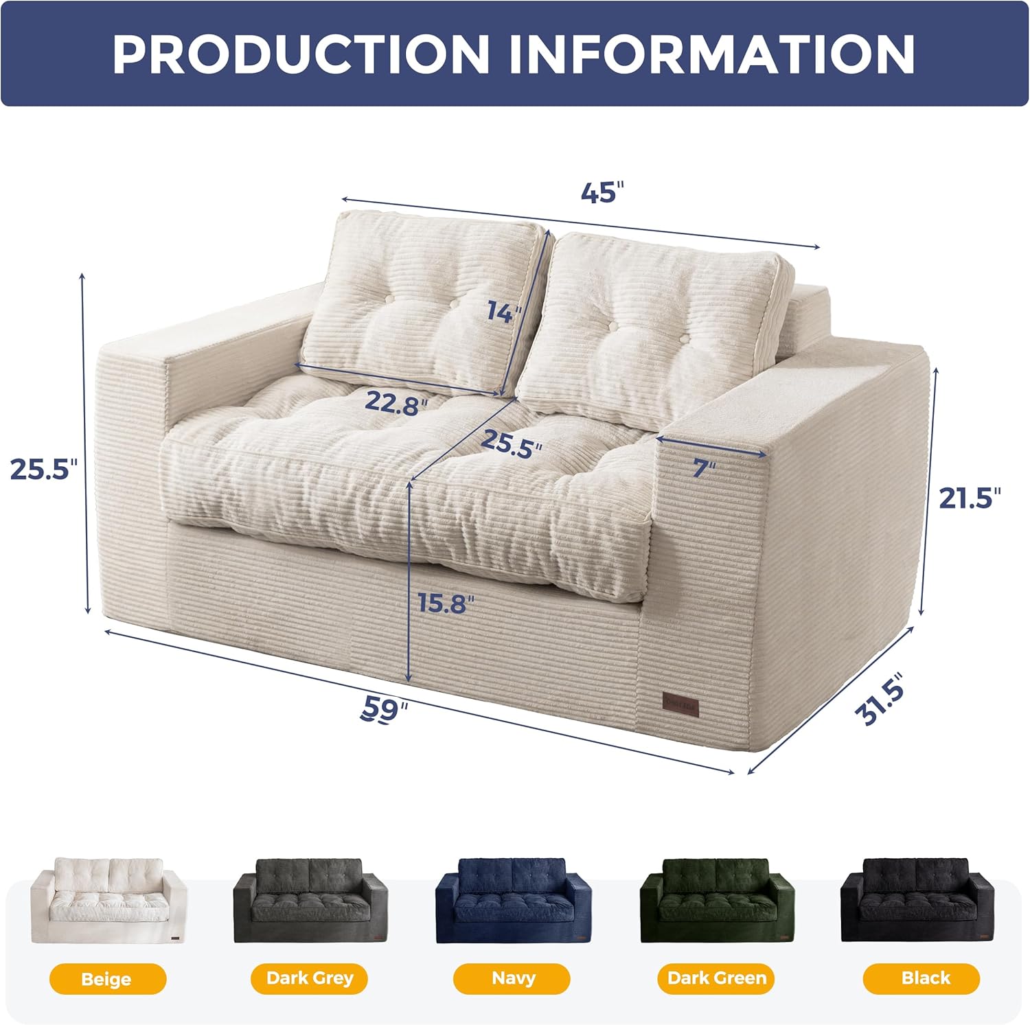 MAXYOYO Bean Bag Chair for Adults, Upholstered Floor Sofa with Armrests, Loveseat Boneless Couch with Tufted Cushion & Backrest, Sofa in A Box, Large Bean Bag Couch for Bedroom Living Room, Beige