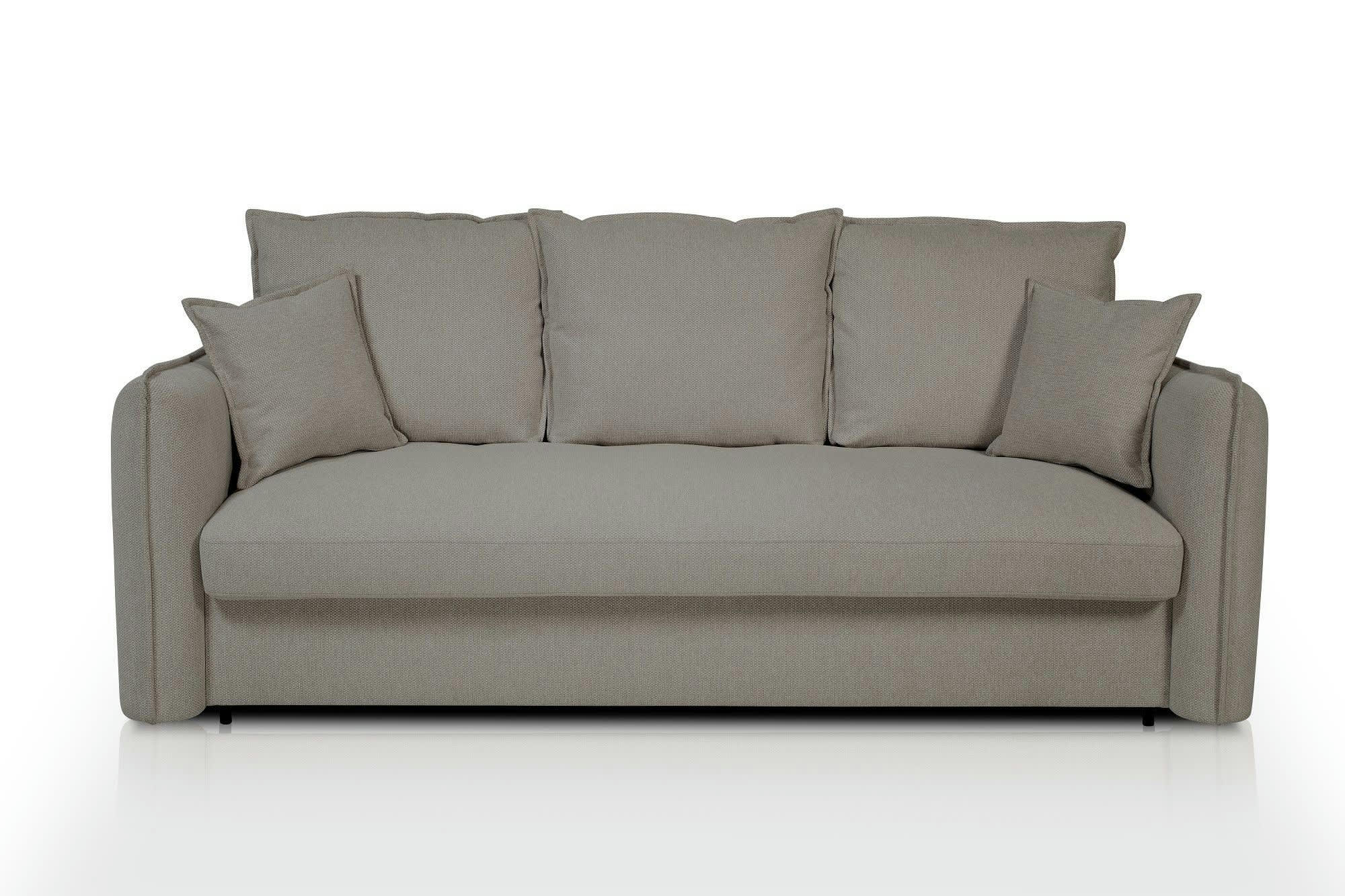 RIGEL - Canapé droit convertible 3 places  en polyester taupe