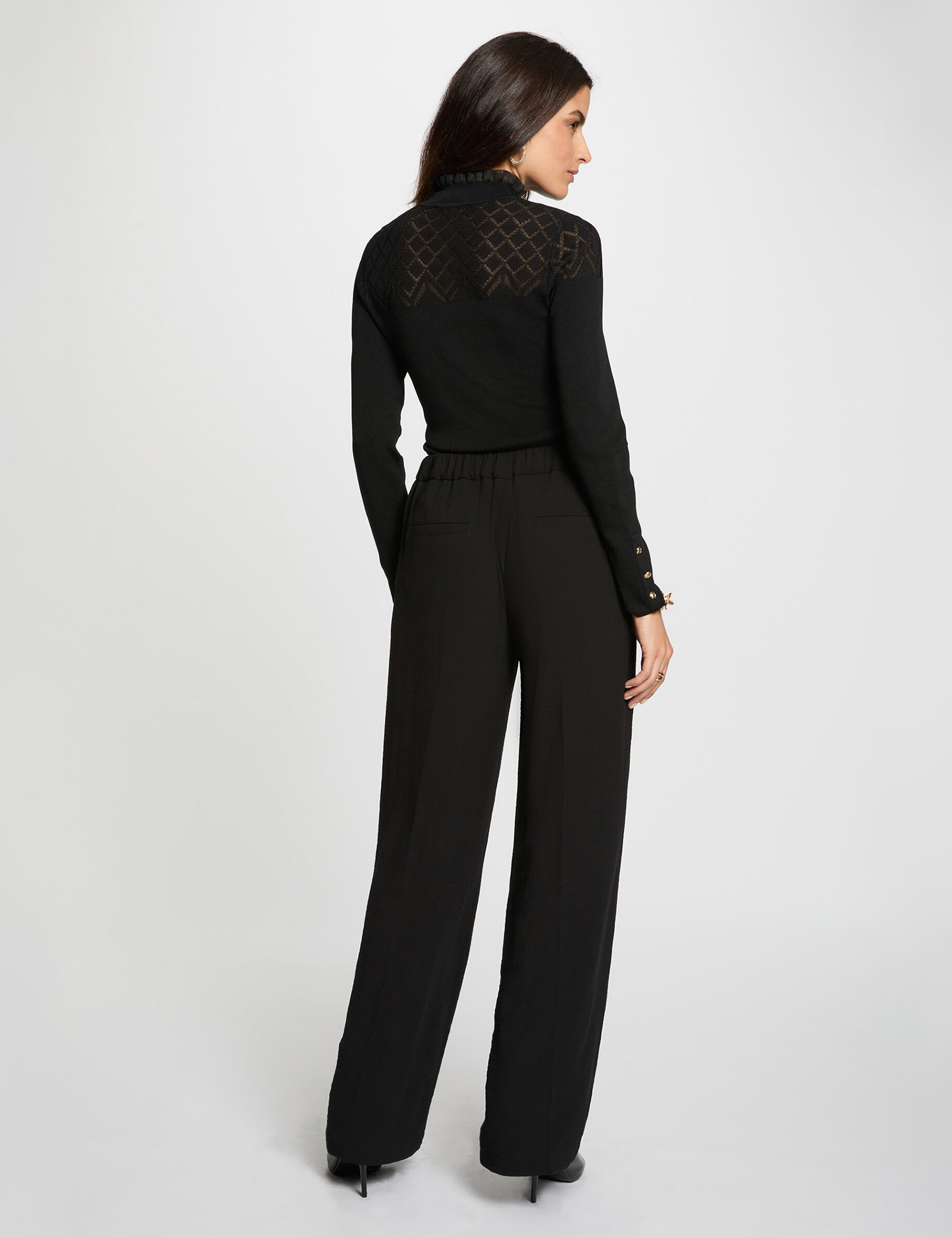 Flowy Wide-Leg Trousers Black Women
