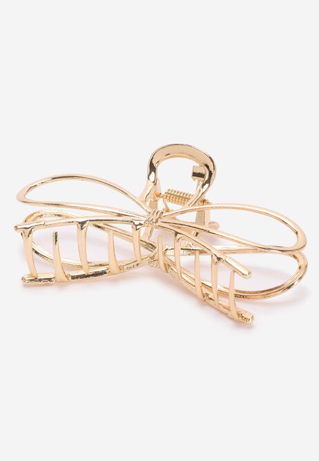 Womens Gold Bow Claw Hair Clip