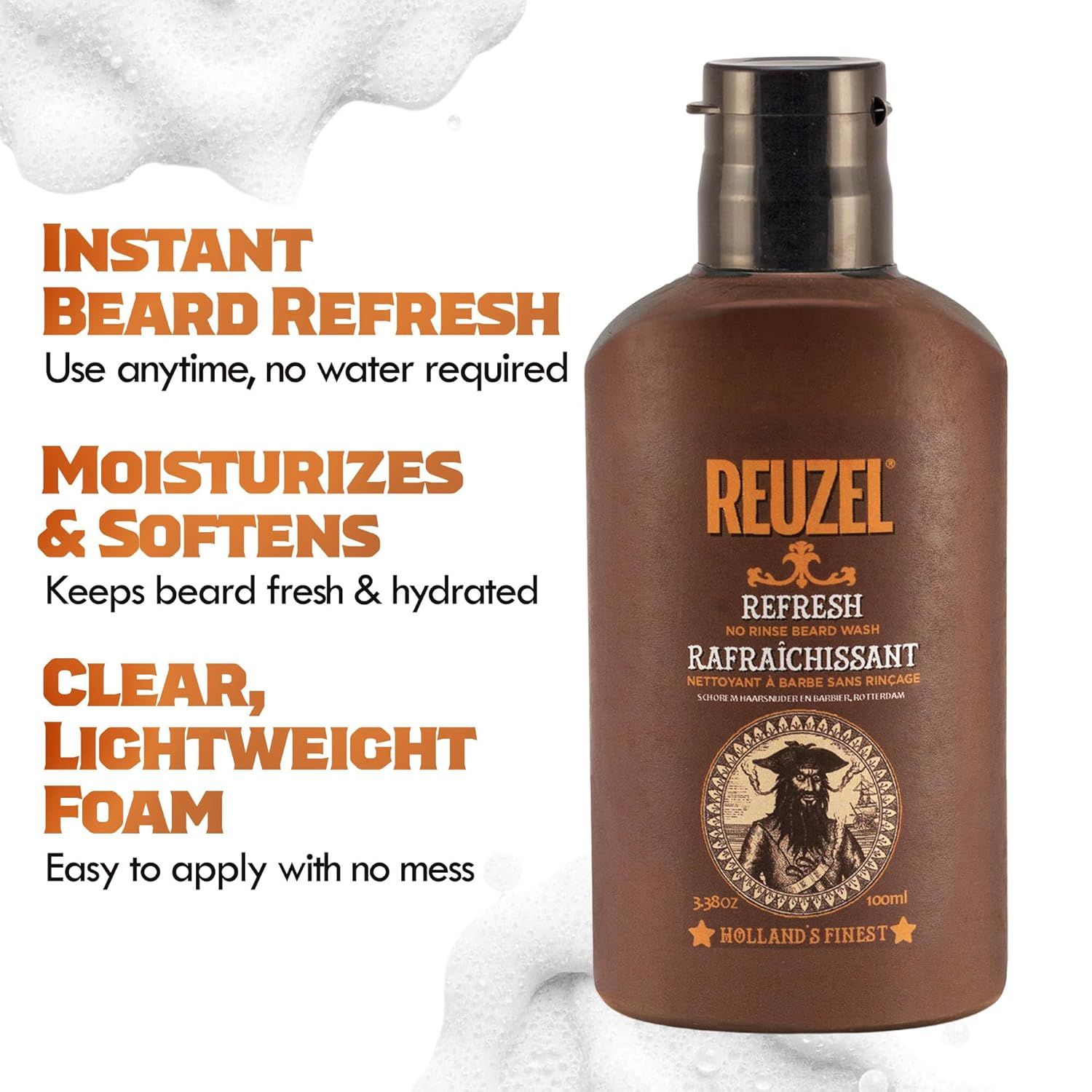 Reuzel Refresh No Rinse Beard Wash - Instantly Freshens Beard - 100 ml