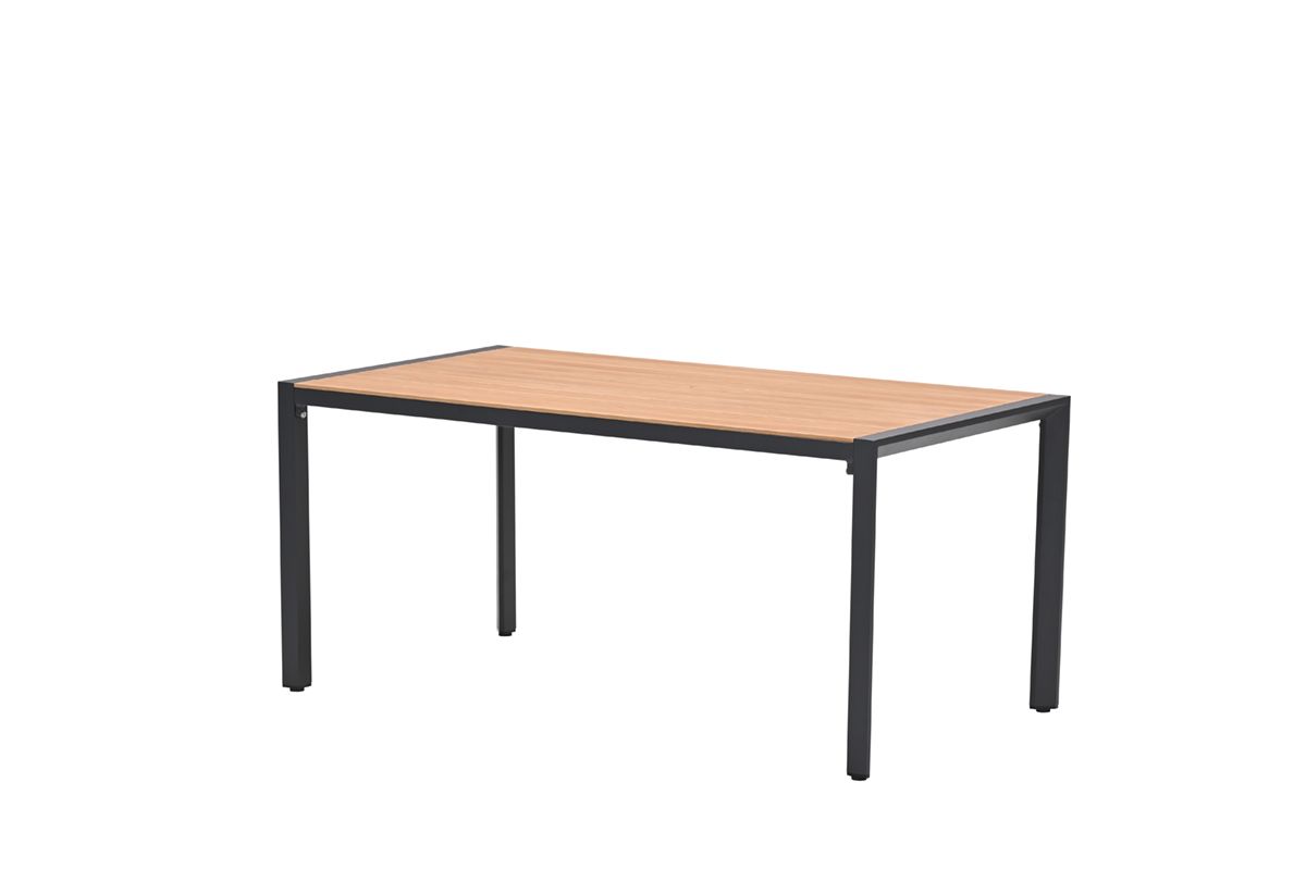 Felini tafel - 160x84 cm - carbon black - light teaklook