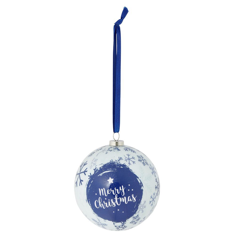 Boule de No&euml;l motif banquise bleu et blanc Ø8cm - 3 modèles