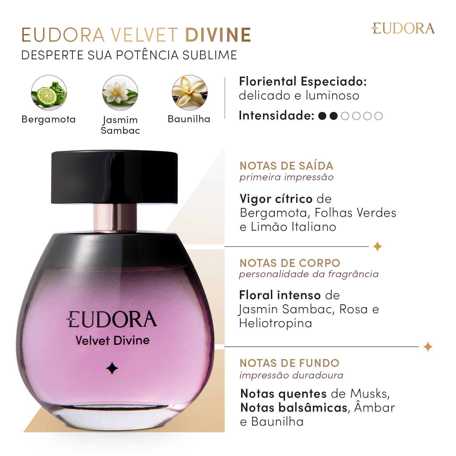 Eudora Velvet Divine Desodorante Colônia 100ml
