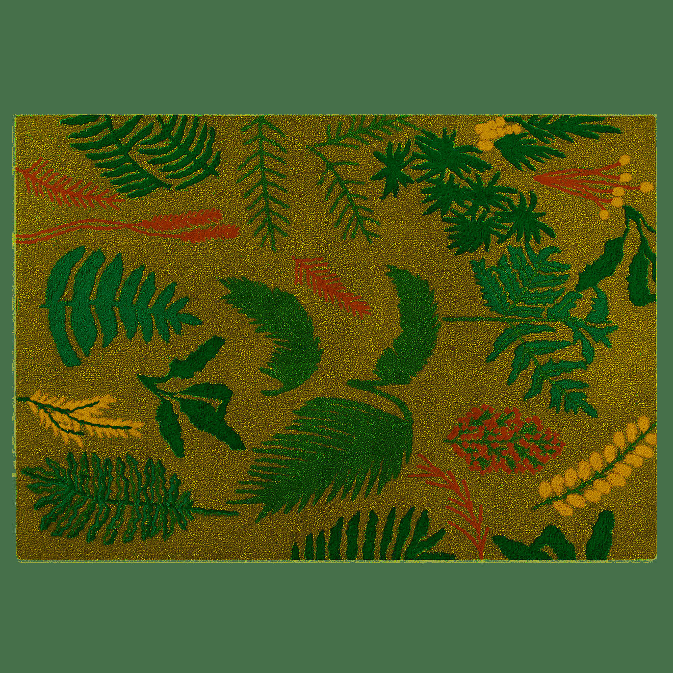 PLANTES ET FLEURS - Tapis coton motif plantes et fleurs 140x200