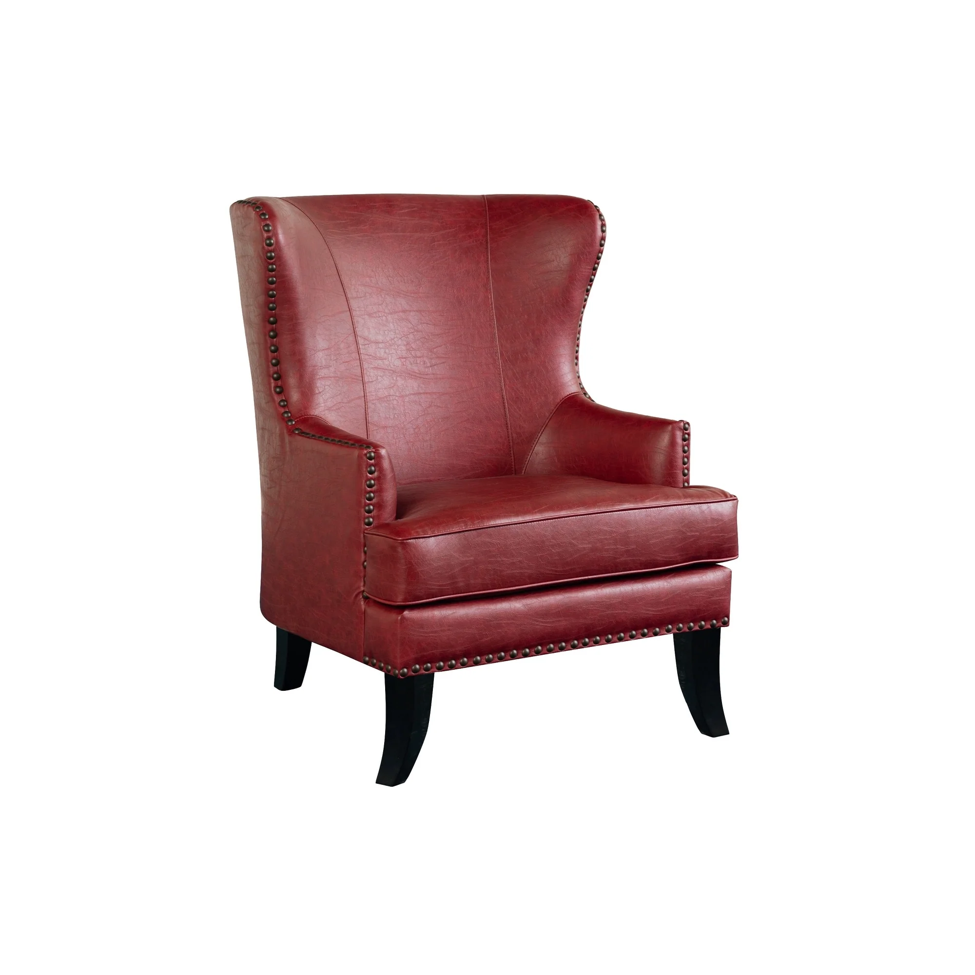 Porter Designs Grant Contemporary Bonded Leather Wingback Accent Chair, Red