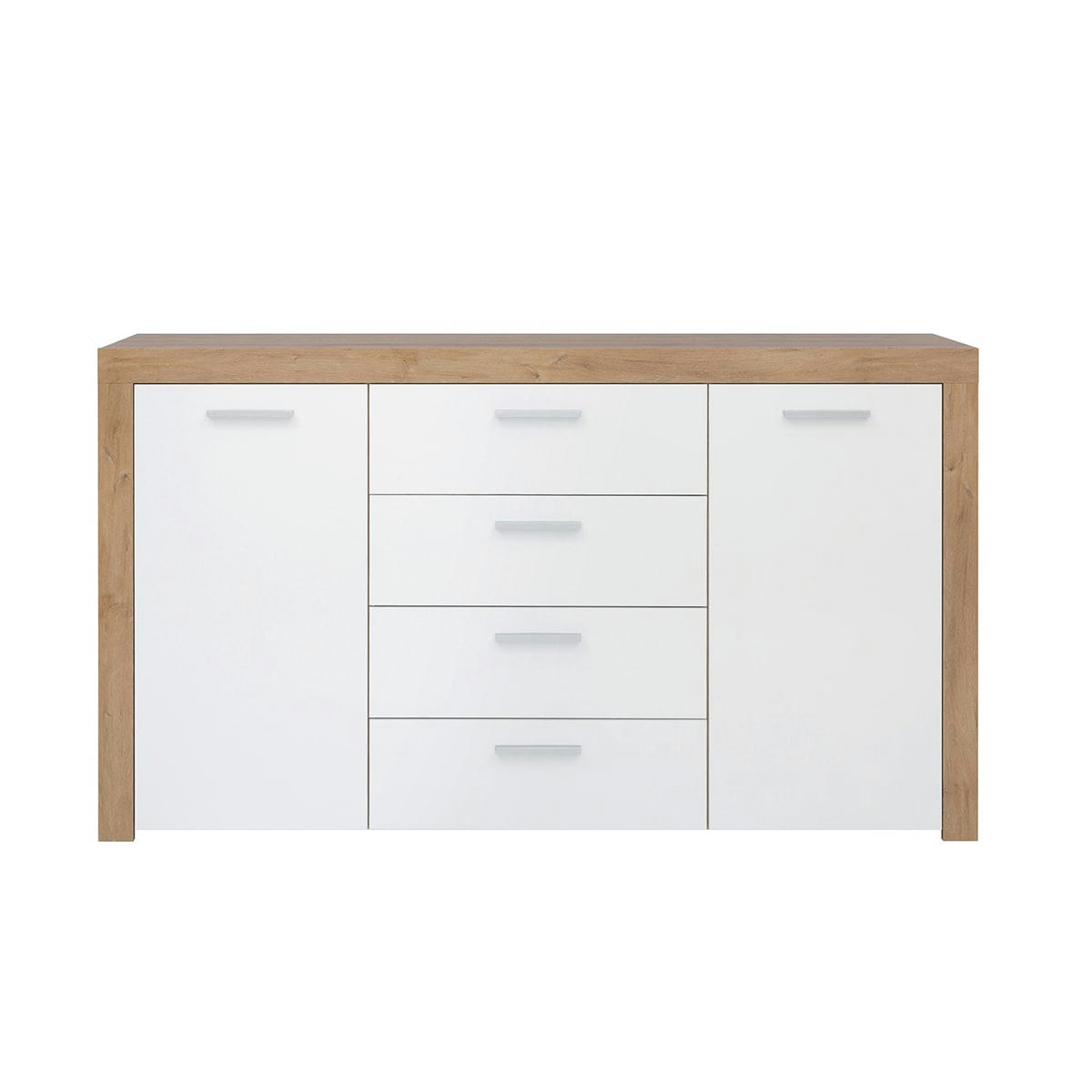 - Buffet 2 portes 4 tiroirs blanc et naturel