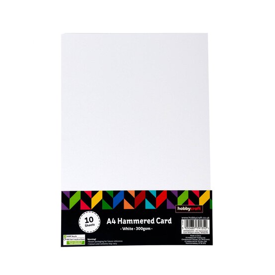 White Premium Hammered Card A4 10 Pack