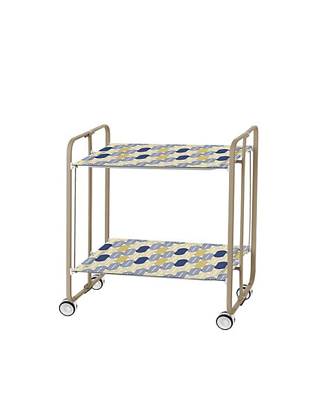 Desserte pliante BAUHAUS avec roulettes, Structure couleur sable, 2 niveaux, 4 positions