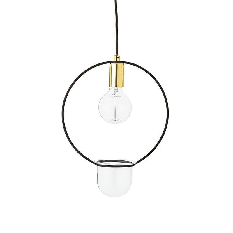 TIER - Suspension lampe + chac-pot doré et noir H38cm