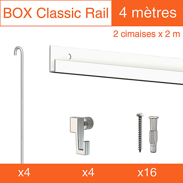 Cimaise Box Artiteq Classic éCO   tiges - Kit accrochage tableau 4 mètres