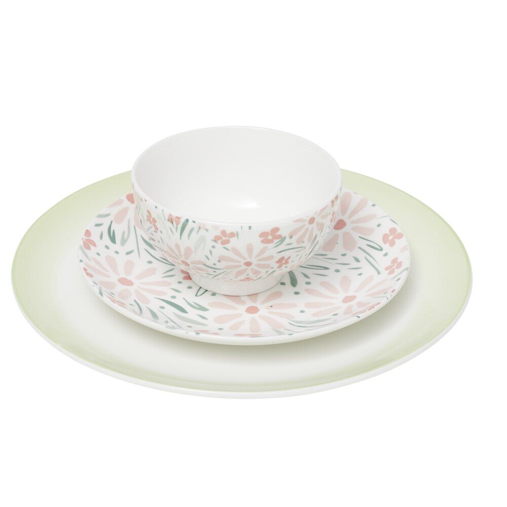 Service de vaisselle 12 pièces Melody porcelaine motif fleuri