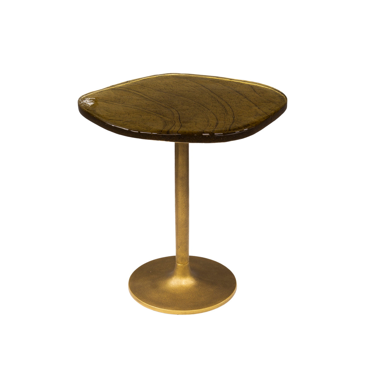 Giga Meubel Bijzettafel Eclipse - Goud Metaal/Glas - 53x42x50cm
