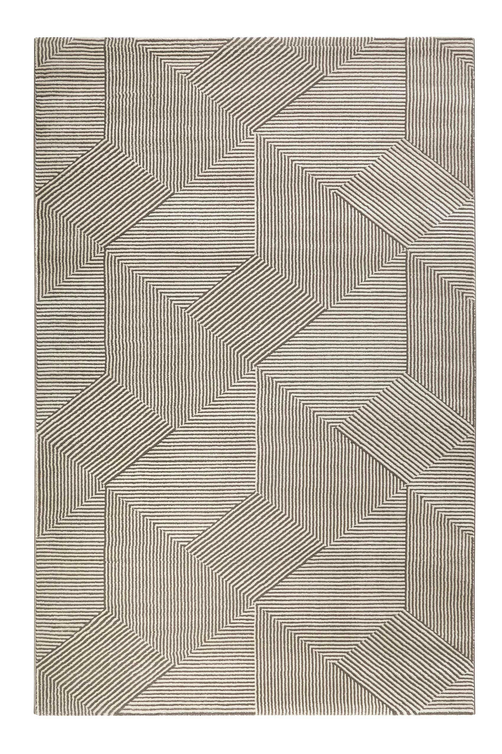 VELVET GROOVE - Tapis motif géométrique relief beige taupe 200x133