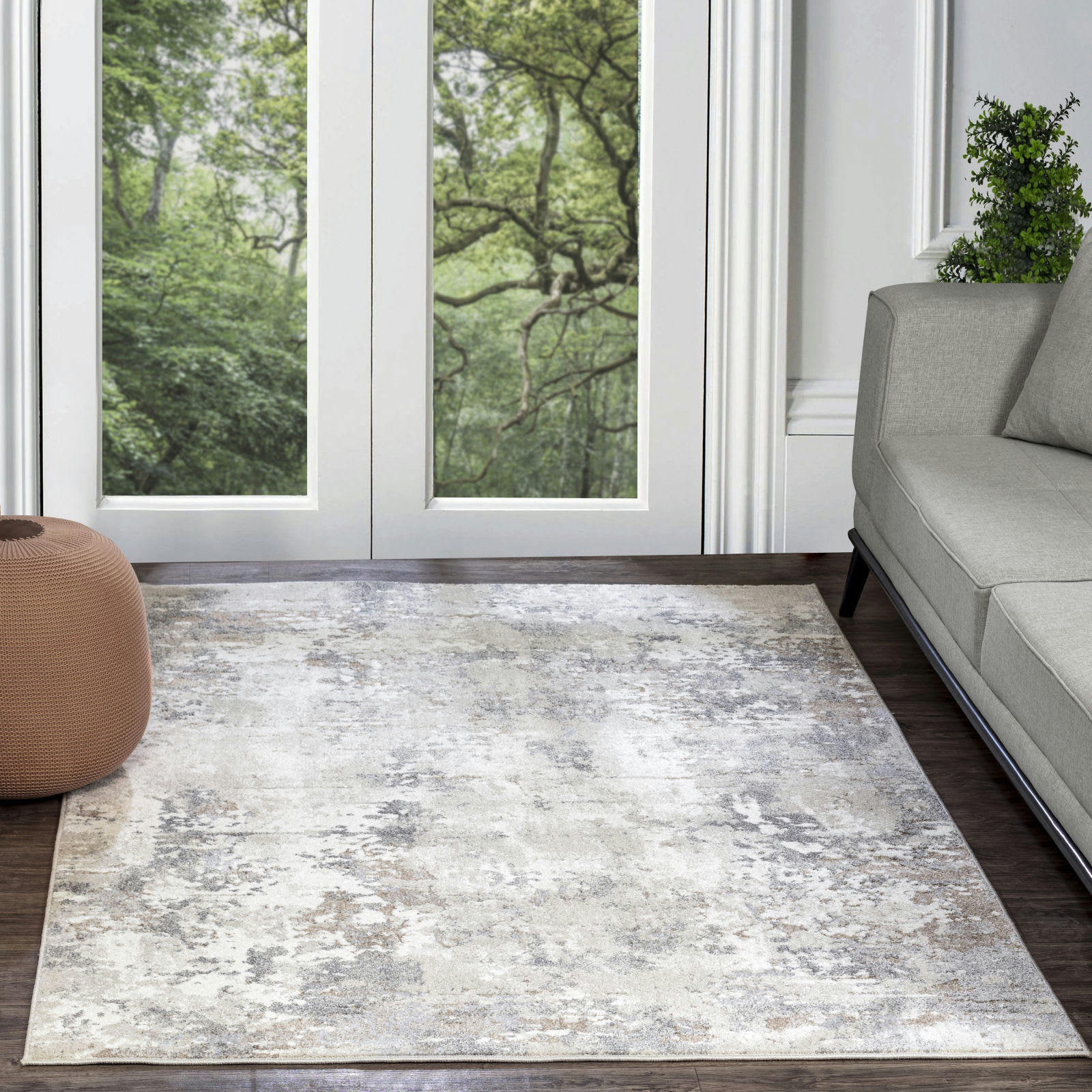 DONNA - Tapis Abstrait Moderne Blanc/Gris 120x170