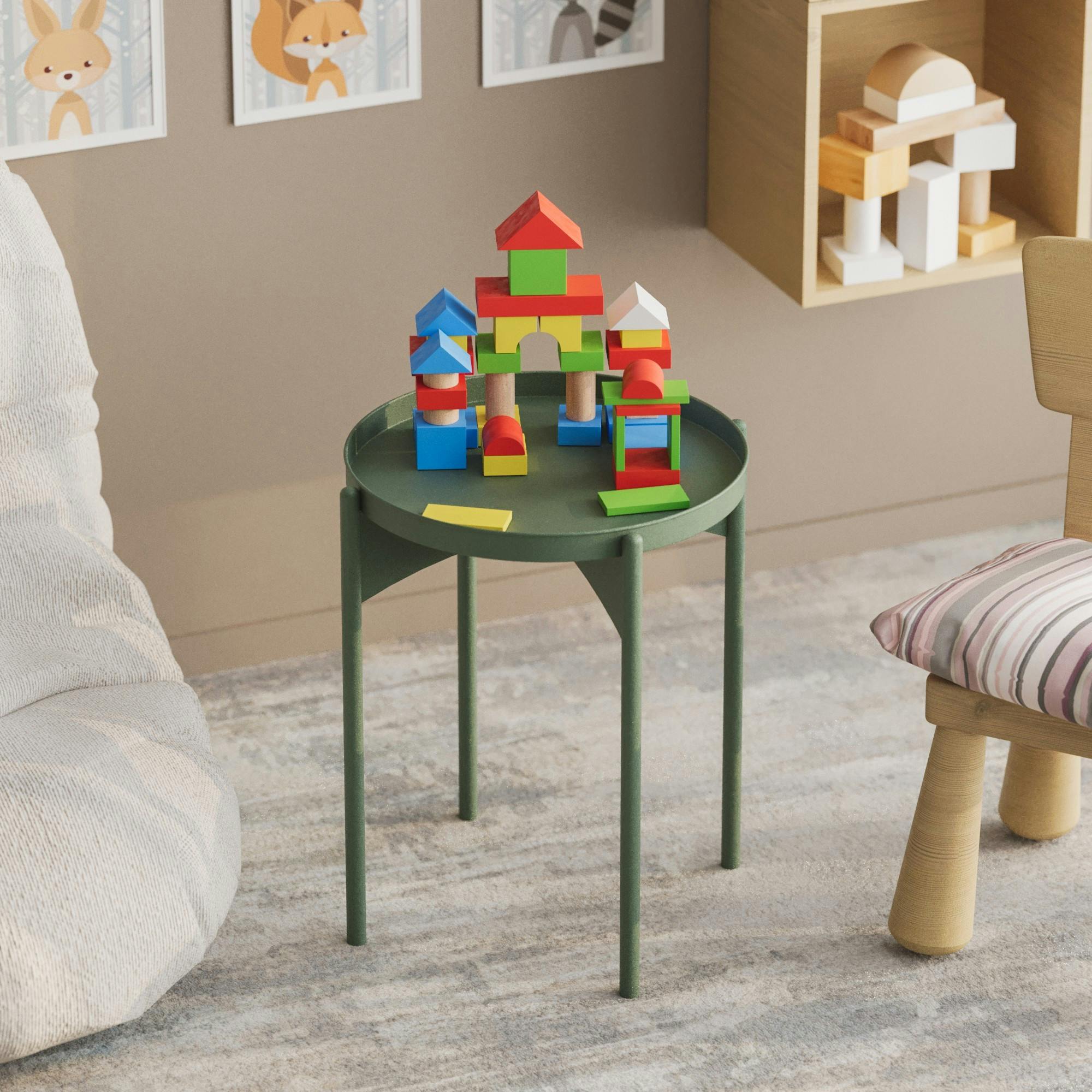 Petite table ronde verte design & plateau assorti SFAX