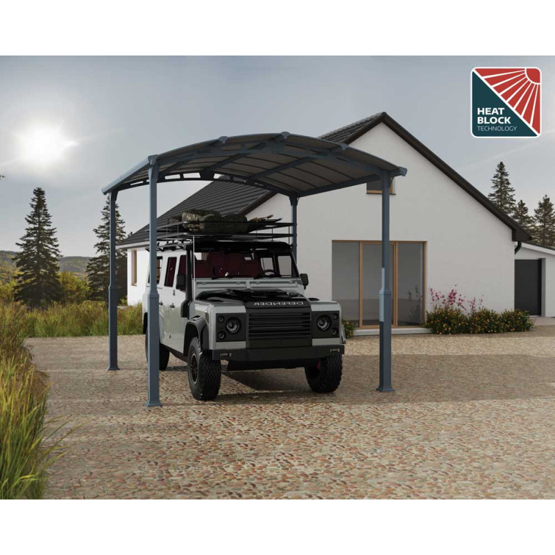 Carport en aluminium Alpine gris foncé 13,6 m²