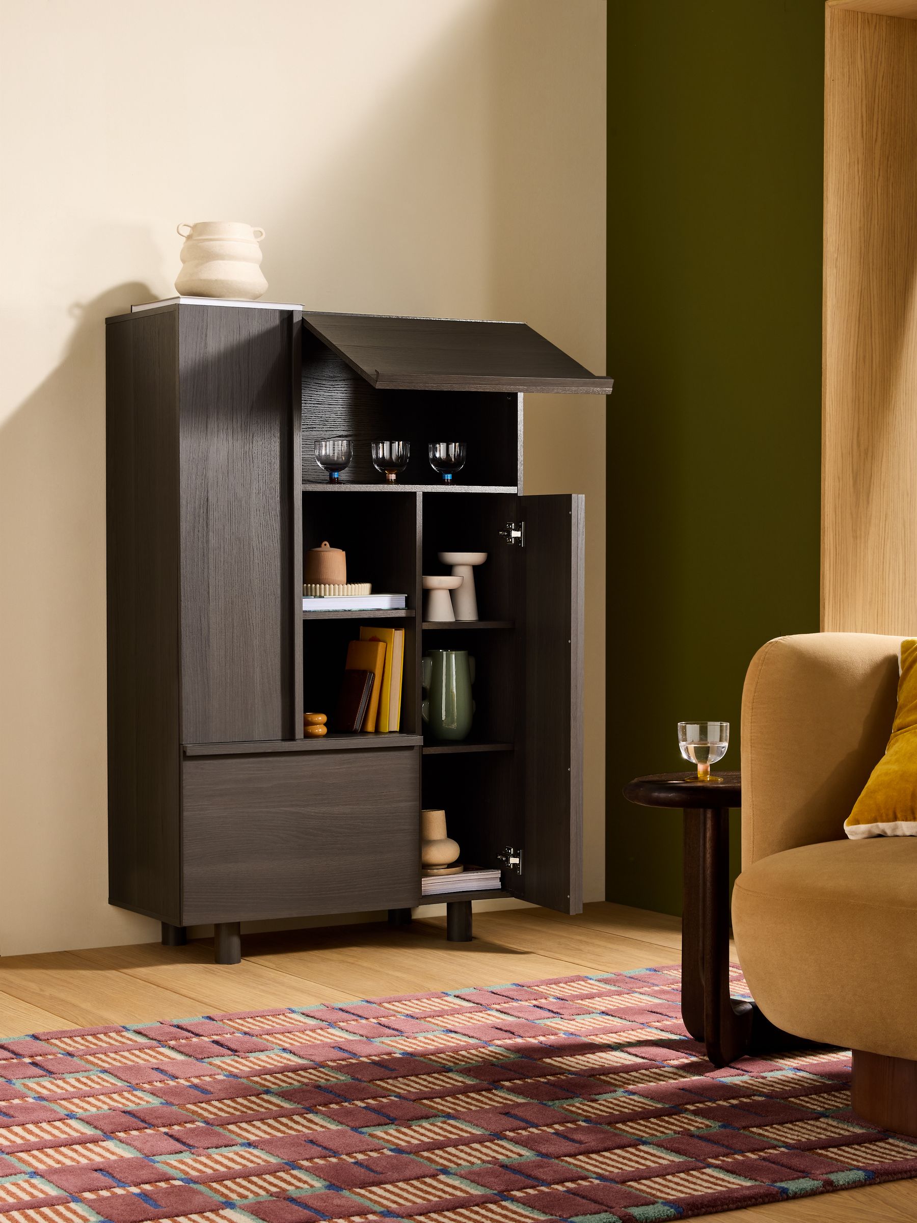 Ascott Highboard in Dark Wood Effect