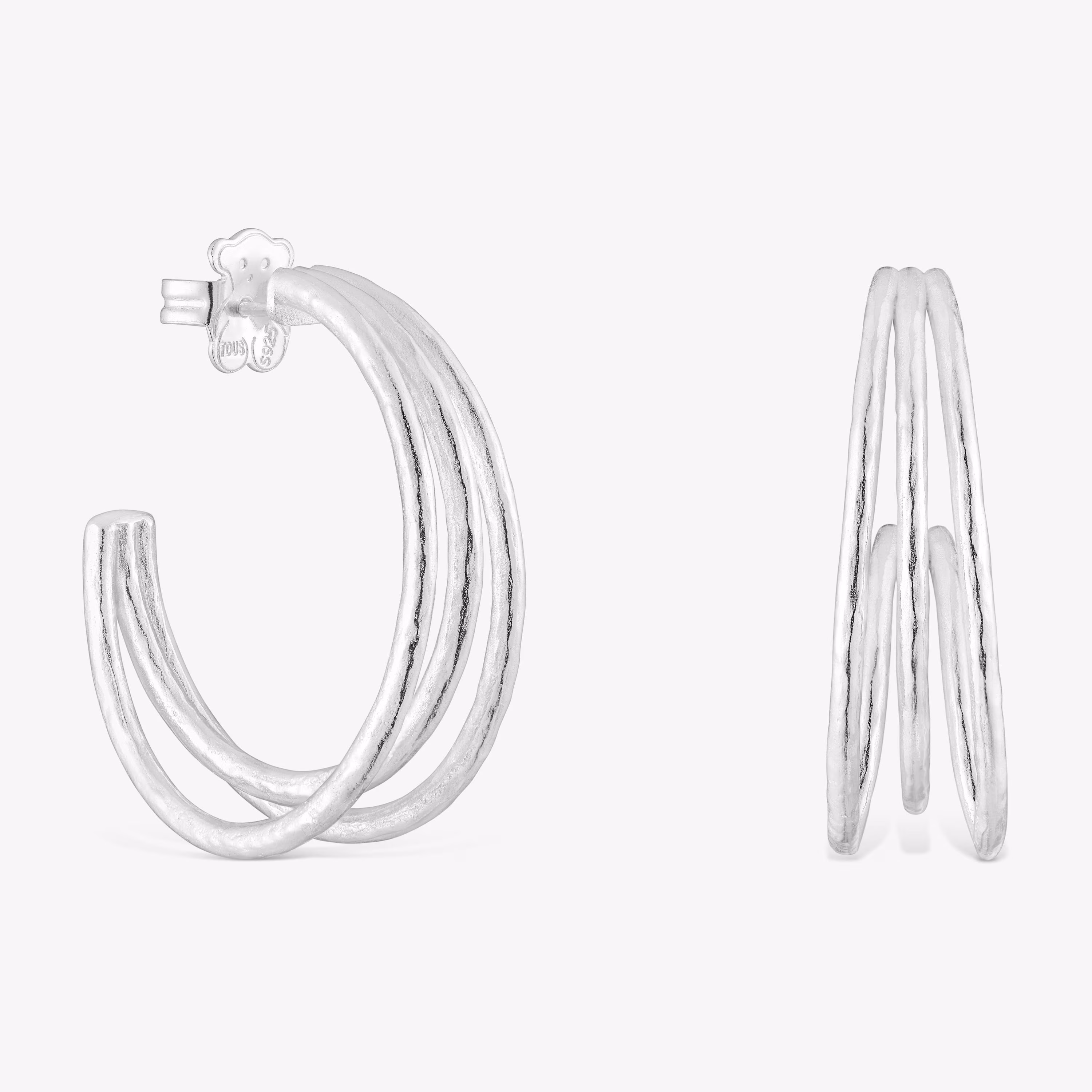 Pendientes de aro de plata 32 mm Duna