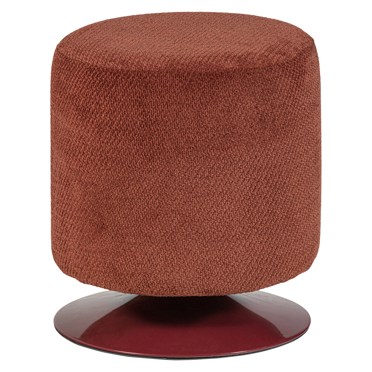 WOOOD poef met draaivoet Islen - Bouclé - Bordeauxrood - 47x39x39