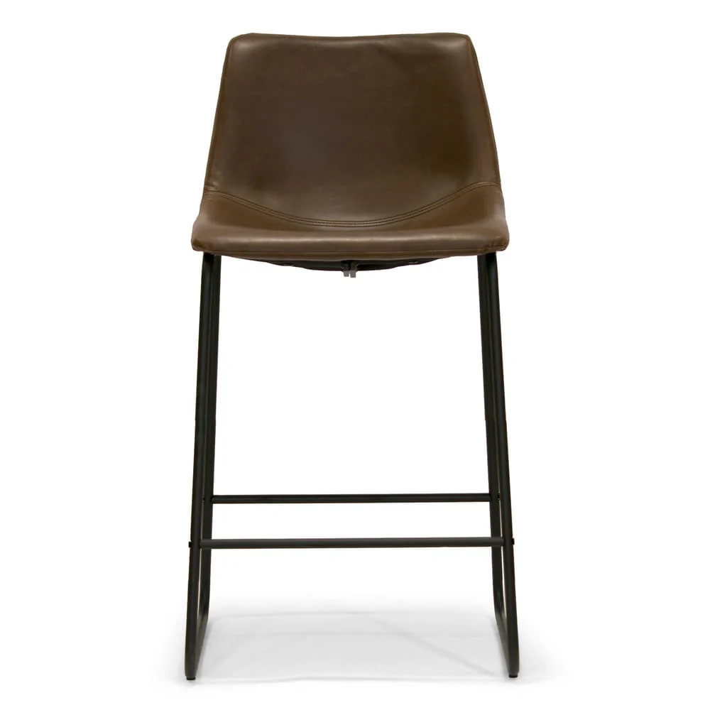 Carbon Loft Richard Faux Leather and Iron Counter Stool (Set of 2)