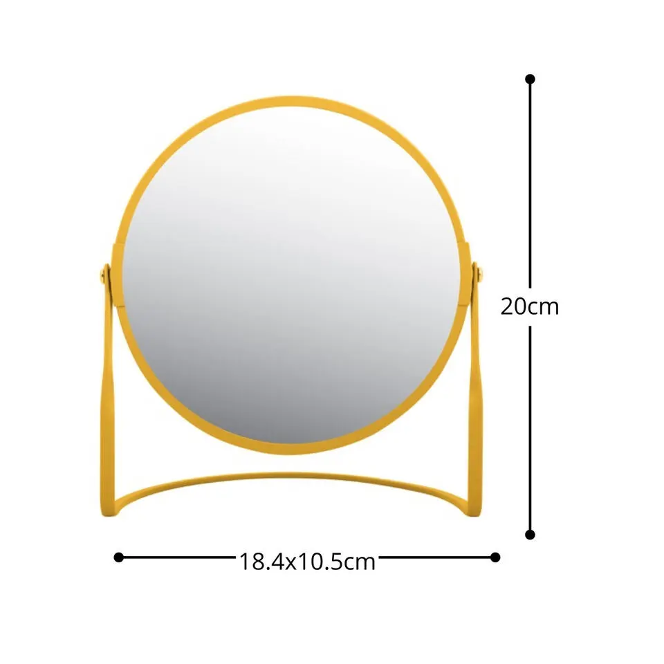Make-up spiegel Cannes - 5x zoom - metaal - 18 x 20 cm - safraan geel