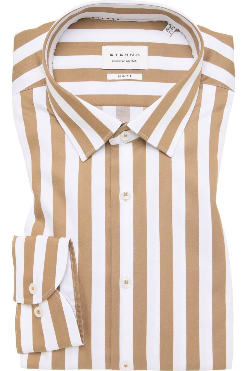 ETERNA Slim Fit Hemd braun, Gestreift