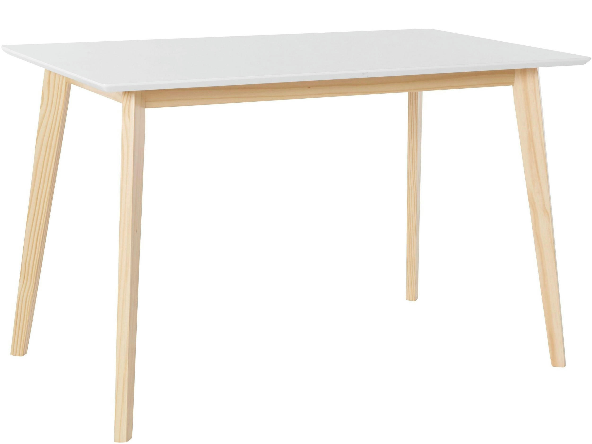 CODY - Table à manger rectangulaire en MDF blanc avec structure en pin nature